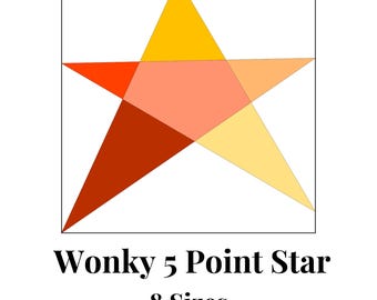 Wonky Star Foundation Paper Piecing Templates Multiple Sizes Pattern Modern Classic Quilt Scrap Busting Sewing Patchwork Block PDF FPP