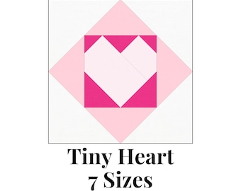 Tiny Heart Foundation Paper Piecing Sjablonen Meerdere maten Patroon Modern Klassiek Quilt Scrapbusting Naaien patchworkblok PDF FPP