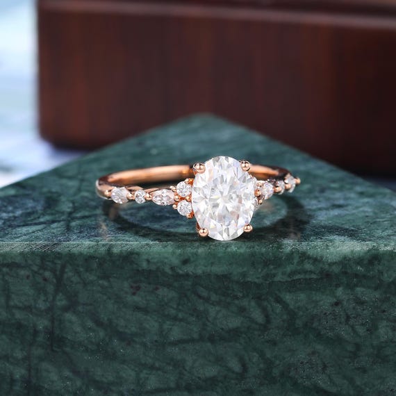Oval Moissanite Rose Gold Engagement Ring: Carat Lab Diamond
