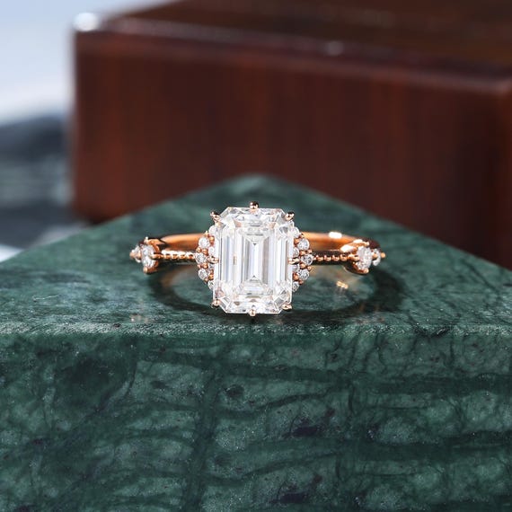 Emerald Cut Diamond Ring S925 Engagement Ring 8/mo Finance S925