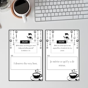 Cartes d’Affirmations du Matin à Imprimer + Petits Défis pour Bien Commencer la Journée (36 cartes)