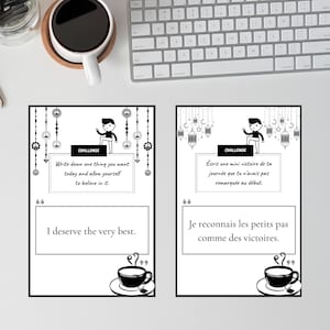 Lot d'Affirmations Matin & Soir + Défis Confiance en Soi (72 Cartes Imprimables) - Versions Anglais + Français