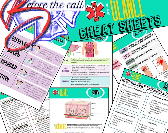EMT NREMT Cheat Sheets and Study Guide for Test Prep - Etsy