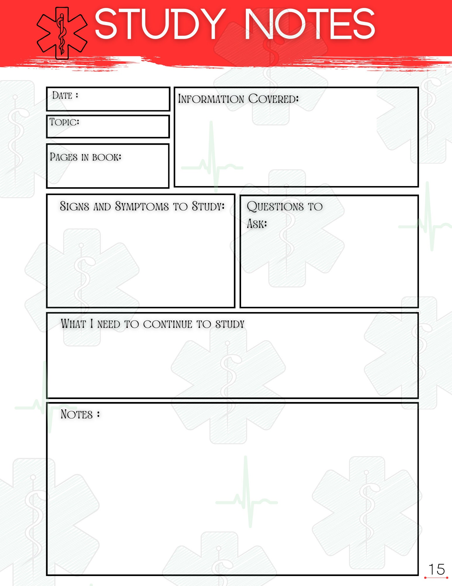 Emt Notepad Layout.pdf Digital Download - EMT and NREMT Study Guide From Before the Call - Etsy