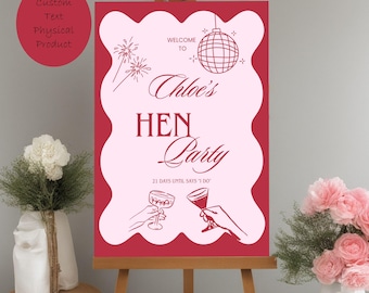 Hen Party Welcome Sign - Personalised Pink and Red Party Decor