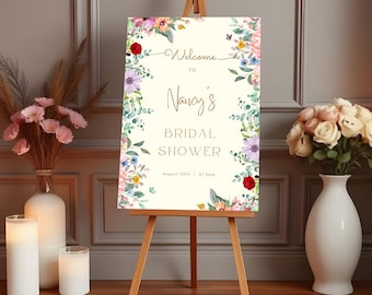 Custom Bridal Shower Welcome Board, Floral Poster Print or Foamboard Sign