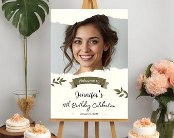Personalised Photo Birthday Welcome Sign-  Party Entrance Decoration
