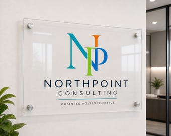 Custom Acrylic Business Sign Personalised Logo Office Wall Plaque Clear Reception Sign with Standoffs