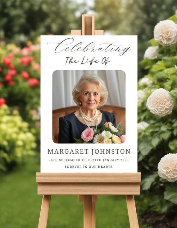 Personalised Funeral Memorial Sign Photo Welcome Poster