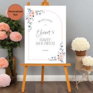 Personalized Baby Shower Welcome Sign: Floral Entrance Poster
