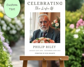 Personalised Funeral Sign Memorial Photo Poster Print