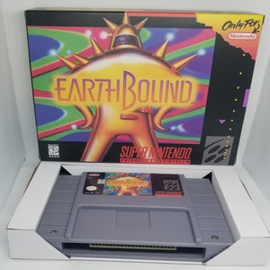 EarthBound US Version Cart and Box Snes Tested, Working, and Patched