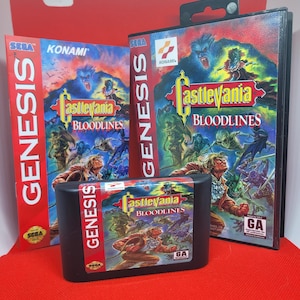 Castlevania Bloodlines Box, Cart, and Manual Sega Genesis Tested and Working