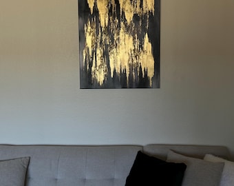 Golden Dreams - Original Acrylic Painting with Gold Leaf on Canvas