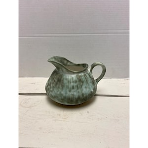 Vintage Satterfield Pottery Green Ceramic Creamer Pitcher