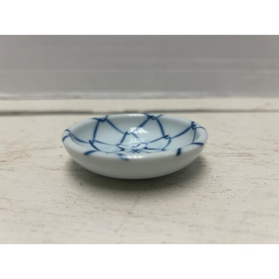 Small Ceramic Blue Geometric Star Pattern Trinket… - image 3
