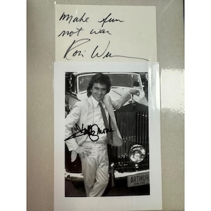 Ron Wron Signed Photo & Note With Classic Car Background
