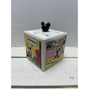 Disney Mickey Mouse Ceramic Comic Strip Cookie Jar With Lid By Gibson