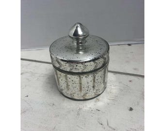 Vintage Silver Mercury Glass Trinket Box With Lid