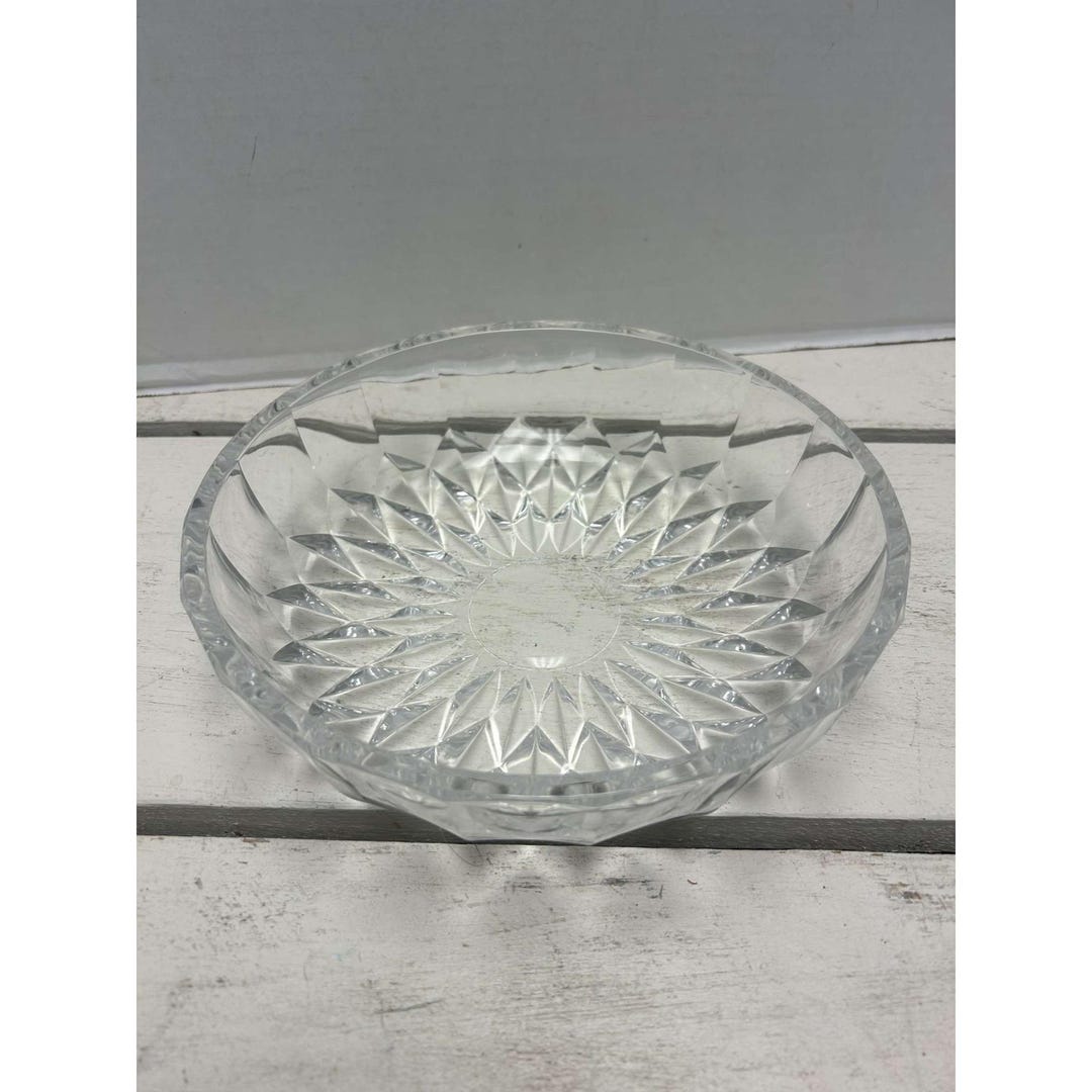 Clear Cut Glass Diamond Pattern Decorative Bowl - Etsy