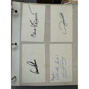 Set Of 4 Vintage Celebrity Autographs On Cards In Binder