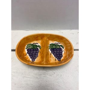 Vintage California Pottery Divided Serving Dish (Grapes)