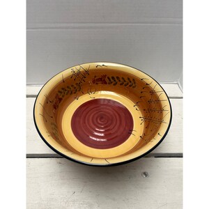 Hand-Painted Ceramic Pedestal Bowl With Floral & Leaf Design