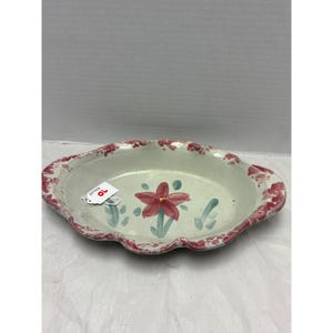 Vintage Hand-Painted Ceramic Floral Oval Plate