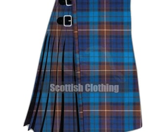 Scottish Buchanan Blue Tartan Kilt Men's Handmade Traditional 8 Yard Kilts