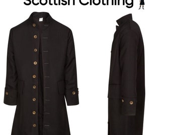 Handgemachter schwarzer Mantel, Koloniale Zivi-Mantel, Miliz-Mantel, Schwarze Miliz-Mantel