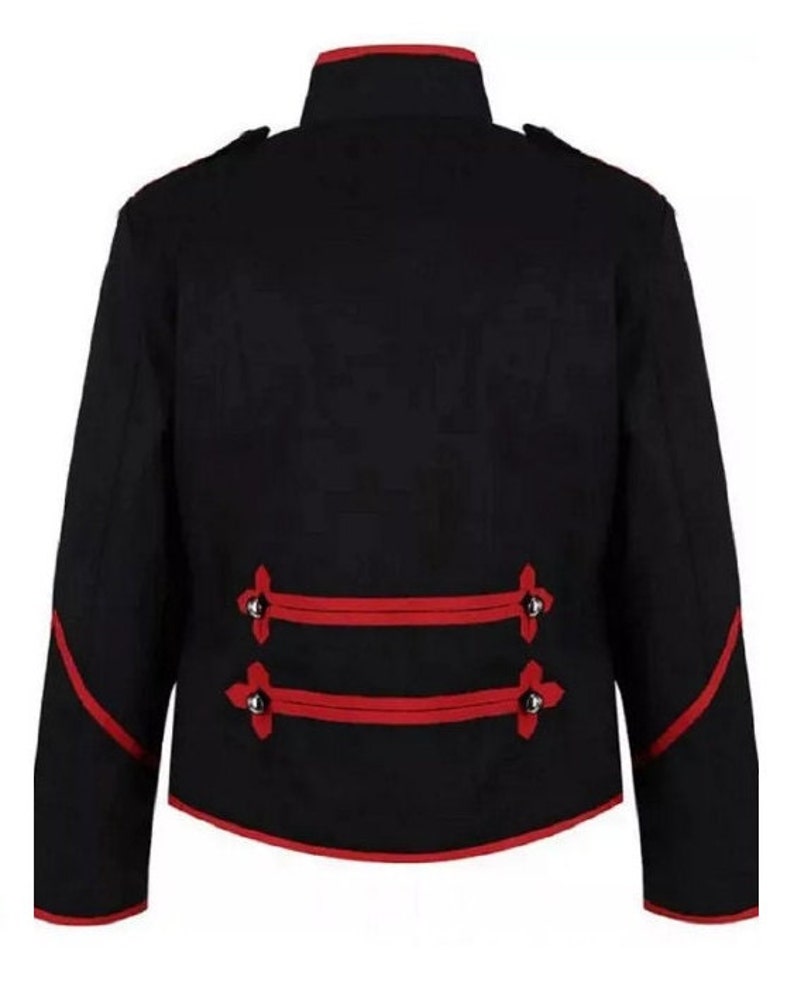 Handmade Leather Hussars Jacket With Red Braiding Steampunk Military Uniform Leather Hussar