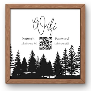 Segnale QR con password WiFi, Segnale WiFi modificabile, Segnale con password WiFi, Modello Canva, Pini WiFi, Cabina WiFi, Segnale WiFi Airbnb, Lodge