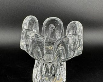 Kosta Boda Sunflower Glass Candle Holder Göran Wärff Swedish Art Glass 4.75"