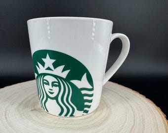 Classic Starbucks 17 oz White Green Siren Logo Coffee Mug Large Ceramic Cup