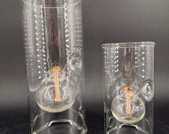 Wolfard ガラス製オイルランプ 2個セット 手吹きガラス製ハリケーンキャンドルランタン モダン