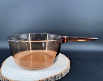 Corning Visions 1,5 l amberkleurige glazen steelpan V-1,5 l VS geen deksel vintage pyroceram