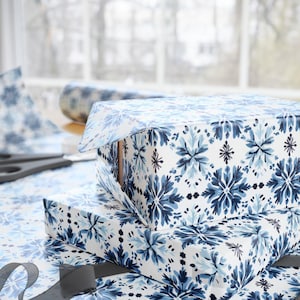 Blue Floral Watercolor Wrapping Paper Elegant Gift Wrap Artful Floral Design Premium Quality Paper Perfect for Weddings Birthdays Holidays