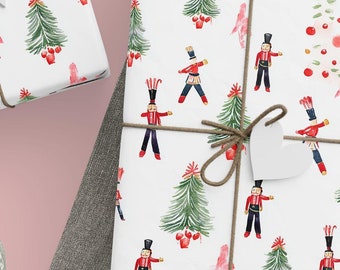 Nutcracker Christmas Wrapping Paper: Festive Holiday Ballerina, Toy Soldier Design