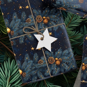Carta da regalo con pigna Carta da regalo natalizia Carta da regalo blu per le feste Carta da regalo con stella Carta da regalo invernale con pigna Albero di Natale Carta da regalo con pigna Festivo