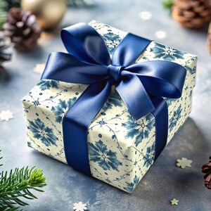 Cream Floral Wrapping Paper Vintage Blue Gift Wrap Christmas Paper Classy Paper Elegant Flower Print Party Wrap Gift Chic Beige Paper Rolls