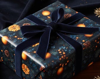 Evergreen & Ornament Christmas Gift Wrap: Elegant Holiday Paper