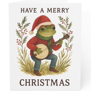 Weihnachtsfrosch Grußkarten - Festliche Feiertagskarten für Freunde und Familie, Handschriftliche Notizen, Feiertagsgrüße 1 bis 50 Stück