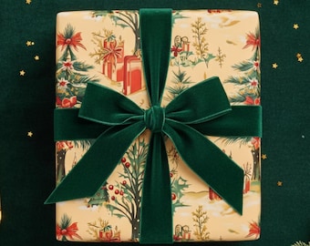 Vintage Christmas Gift Wrap: Cream Holiday Wrapping Paper