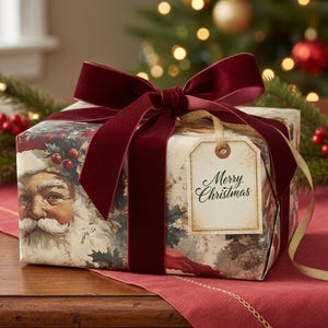 Vintage Santa Wrapping Paper: Festive Holiday Gift Wrap