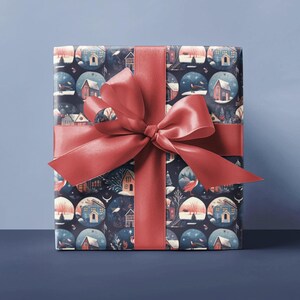 Winter Wonderland Wrapping Paper Holiday Gift Wrap Seasonal Paper Festive Christmas Paper Cozy Village Snow Scene