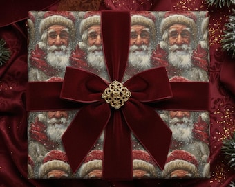 Vintage Weihnachtsgeschenkpapier mit Weihnachtsmannmotiv: Festliches Geschenkpapier