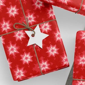 Red Snowflake Holiday Wrapping Paper Christmas Gift Wrap Festive Winter Design Elegant Red Pattern Specialty Paper Seasonal Celebration