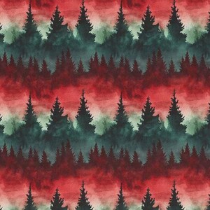 Forest Watercolor Gift Wrap: Red & Green Rustic Christmas Wrapping Paper Roll image 10