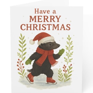 Aardvark Christmas Card Christmas Cute Anteater Greeting Card Holiday Card Set 10 30 50 Pack Red Green Winter Woodland Animal Forest Theme