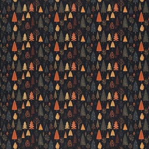 Papel de regalo de bosque otoñal, papel de regalo negro de otoño, papel con estampado de árboles, papel de regalo de temporada, hojas de otoño, árbol de Navidad, rollo de papel decorativo otoñal imagen 8